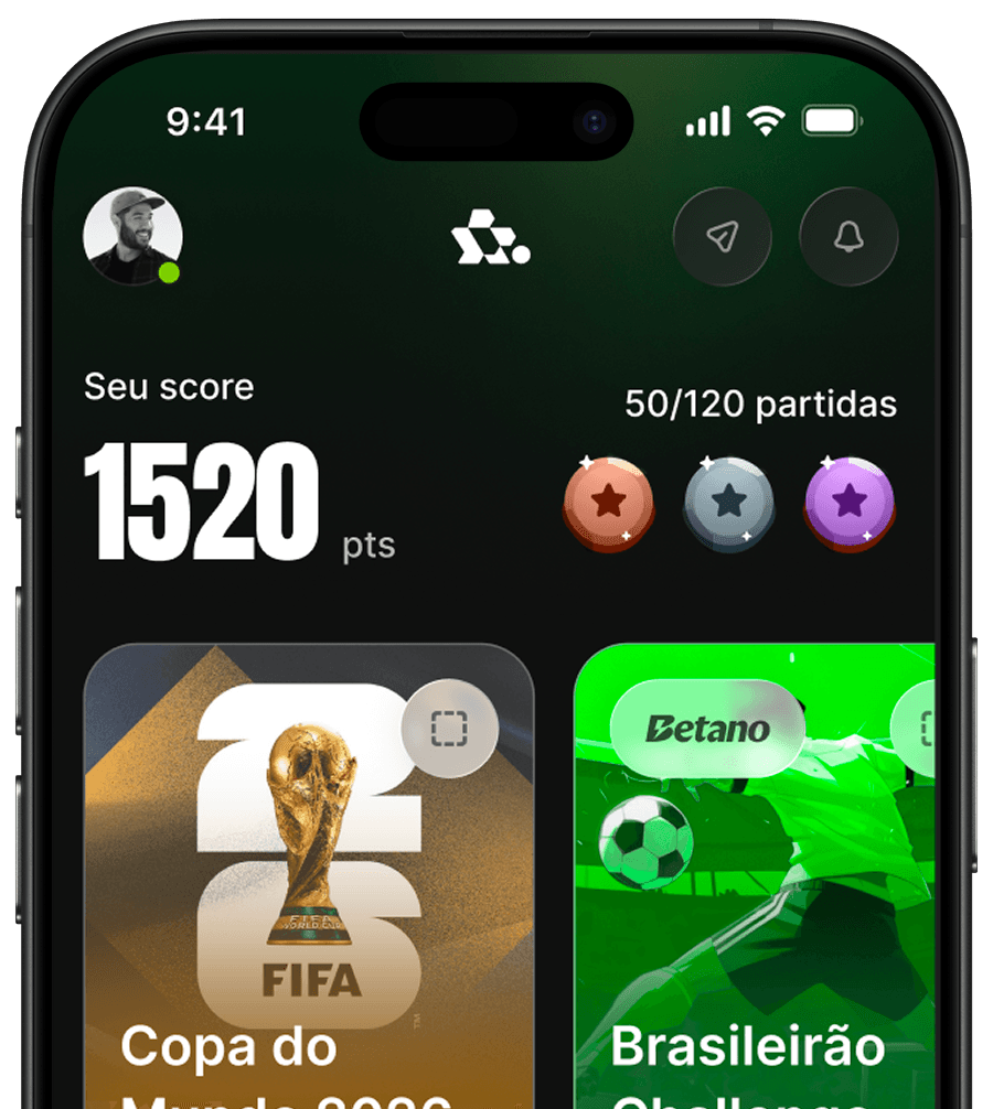 Tela do app Footballs destacando a área de predicts